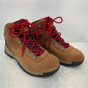 Columbia Women's Hiking Boots Size 10 Medium Waterproof Suede Leather Red Lace-U
